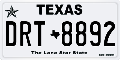 TX license plate DRT8892