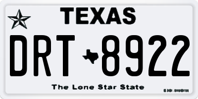 TX license plate DRT8922
