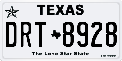TX license plate DRT8928