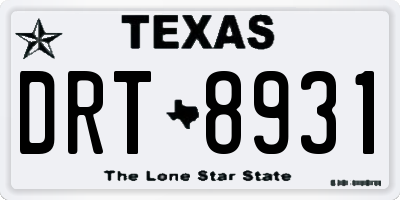 TX license plate DRT8931