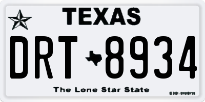 TX license plate DRT8934