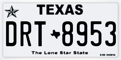 TX license plate DRT8953
