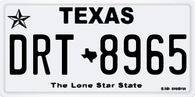 TX license plate DRT8965