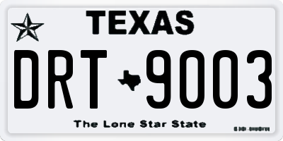 TX license plate DRT9003