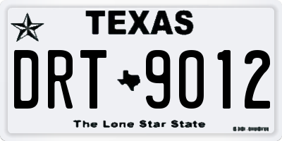 TX license plate DRT9012