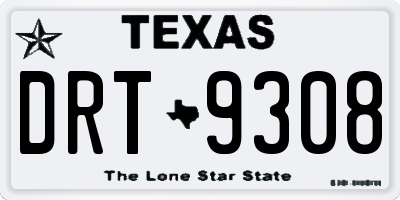TX license plate DRT9308