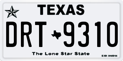 TX license plate DRT9310