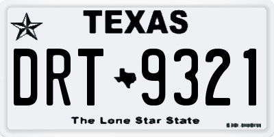 TX license plate DRT9321