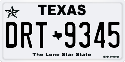 TX license plate DRT9345
