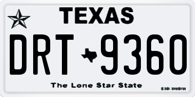 TX license plate DRT9360