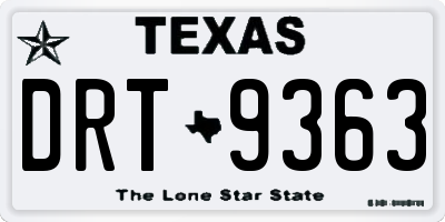 TX license plate DRT9363