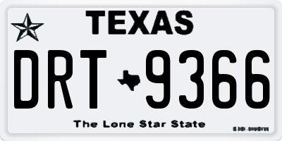 TX license plate DRT9366