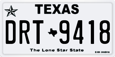 TX license plate DRT9418