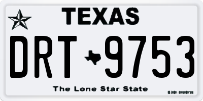 TX license plate DRT9753