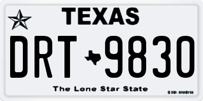 TX license plate DRT9830