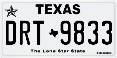 TX license plate DRT9833