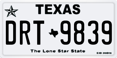 TX license plate DRT9839