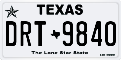 TX license plate DRT9840