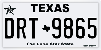 TX license plate DRT9865