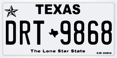 TX license plate DRT9868