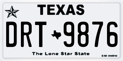 TX license plate DRT9876