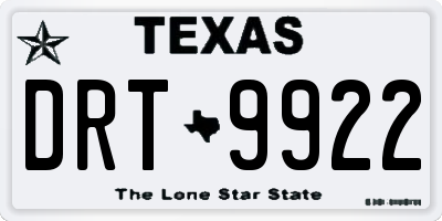 TX license plate DRT9922