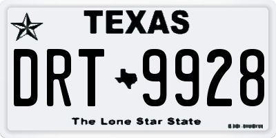 TX license plate DRT9928