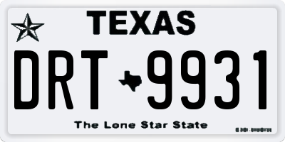 TX license plate DRT9931