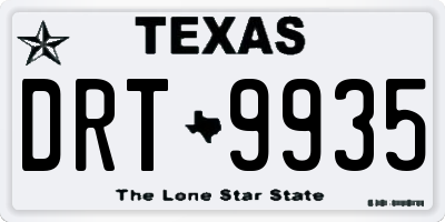 TX license plate DRT9935