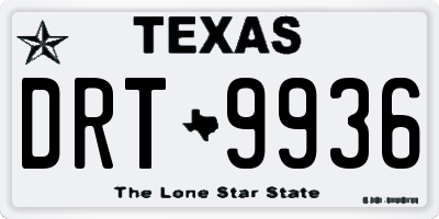 TX license plate DRT9936