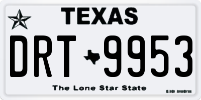 TX license plate DRT9953
