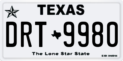TX license plate DRT9980
