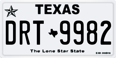 TX license plate DRT9982