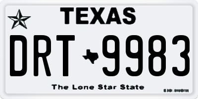 TX license plate DRT9983