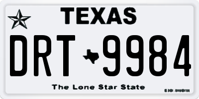 TX license plate DRT9984