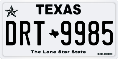 TX license plate DRT9985