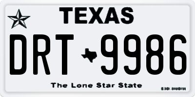 TX license plate DRT9986