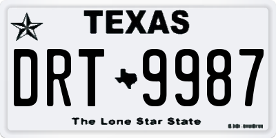 TX license plate DRT9987