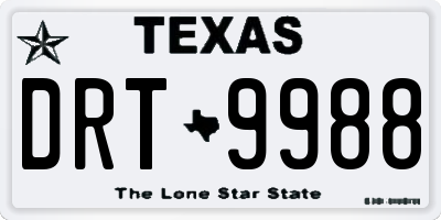 TX license plate DRT9988