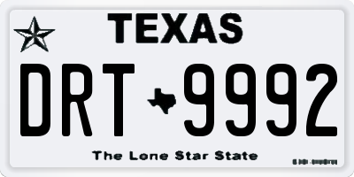 TX license plate DRT9992