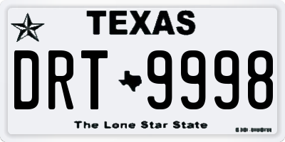 TX license plate DRT9998