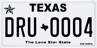 TX license plate DRU0004