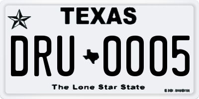 TX license plate DRU0005