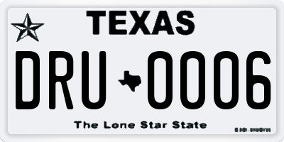 TX license plate DRU0006