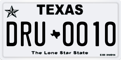 TX license plate DRU0010
