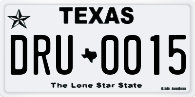 TX license plate DRU0015