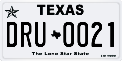 TX license plate DRU0021