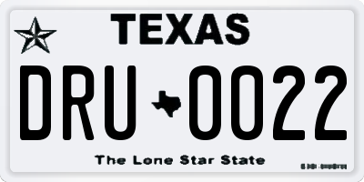 TX license plate DRU0022