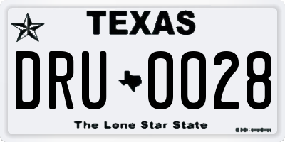 TX license plate DRU0028