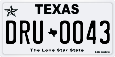 TX license plate DRU0043